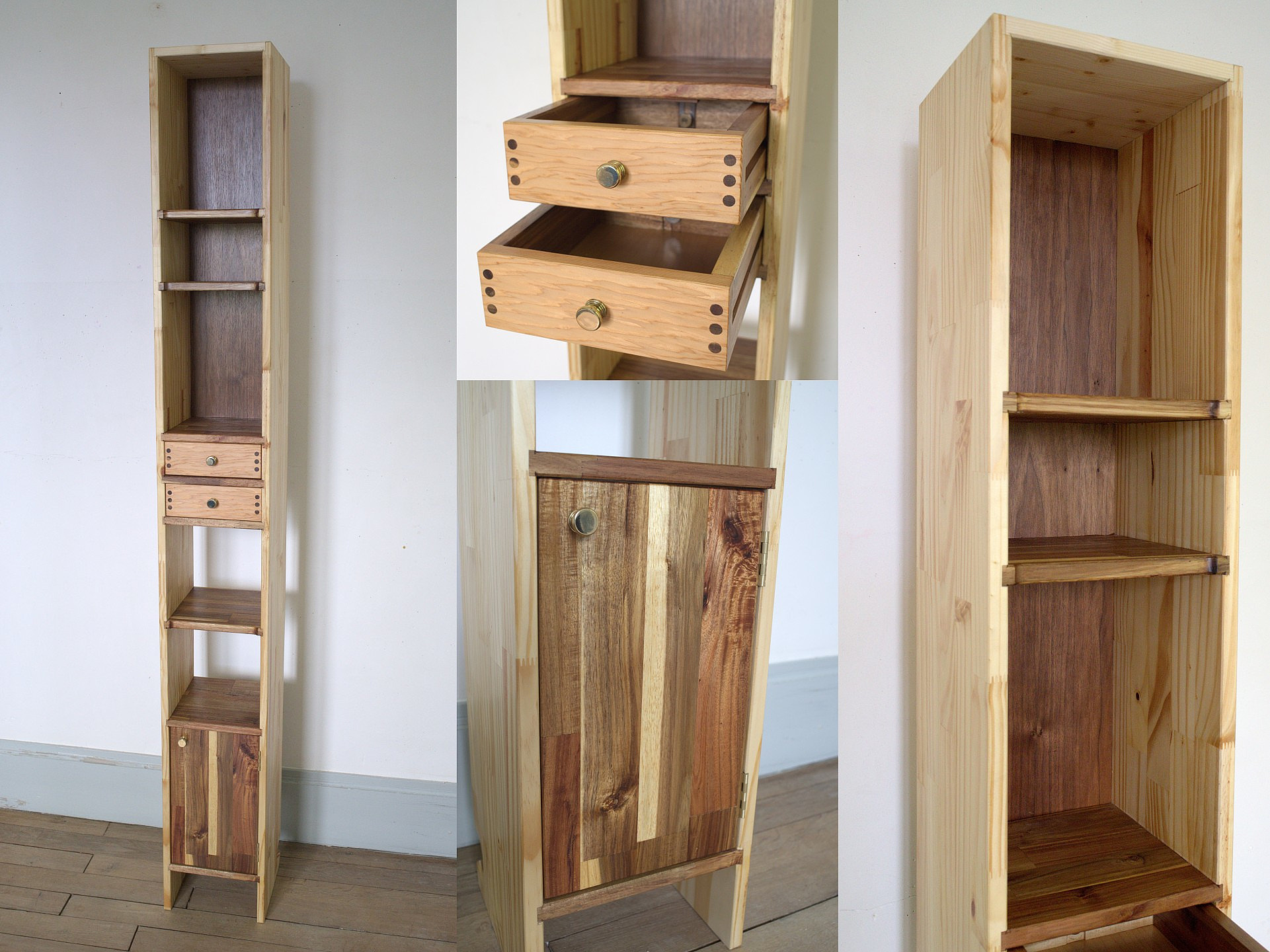 Collage of images of the bathroom cabinet project
